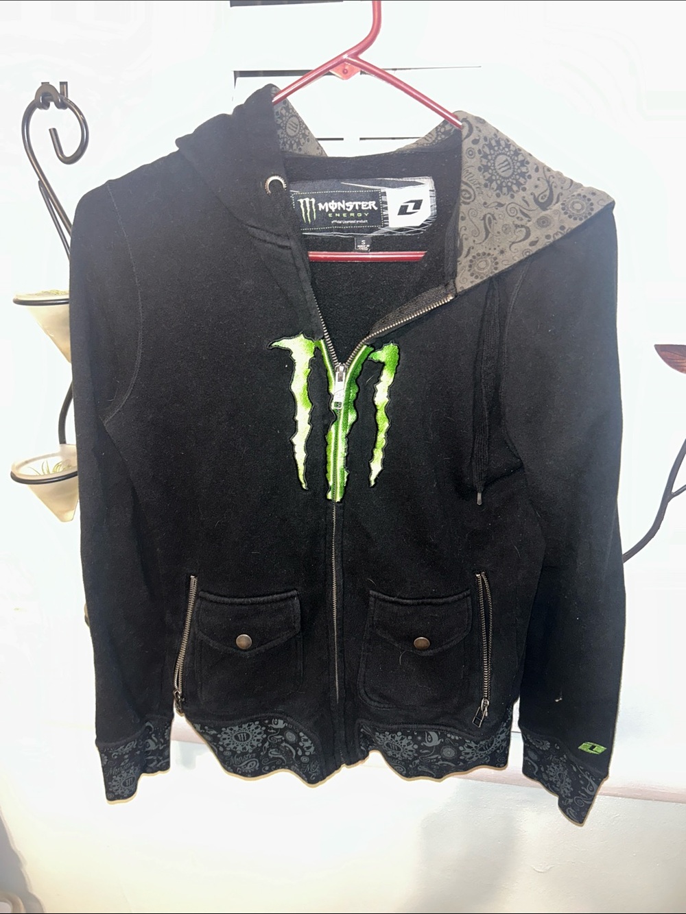 Monster Black Hoodie Jacket with Green Logo